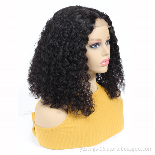 Mink Brazilian Real Virgin Hair Short Size 6 Inch 8 Inch 10 Inch Bob Cut Wig Wholesale Human Hair Lace Closure Curly Bob Wig